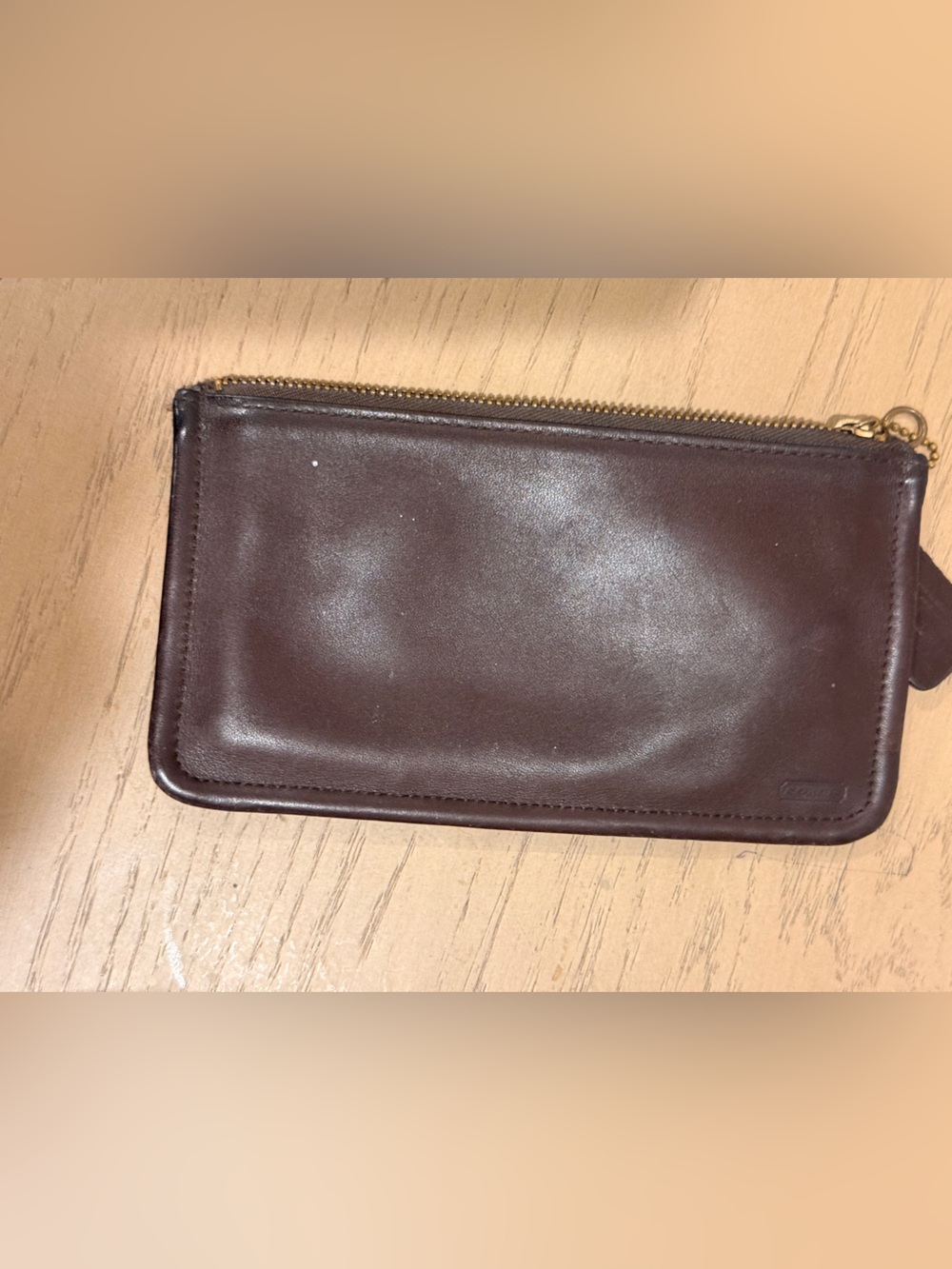 Coach Brown Leather Wristlet Clutch with Gold Hardware - Picture 2 of 7